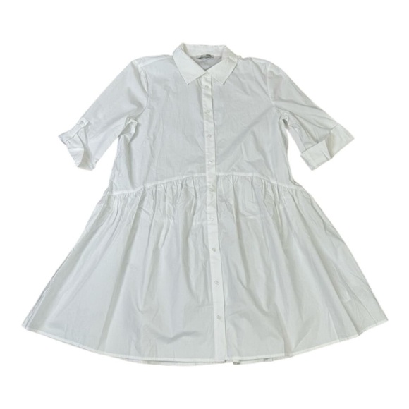 Madewell Button-Front Mini Shirtdress in Poplin in Crisp White NEW Size Small - Picture 5 of 12